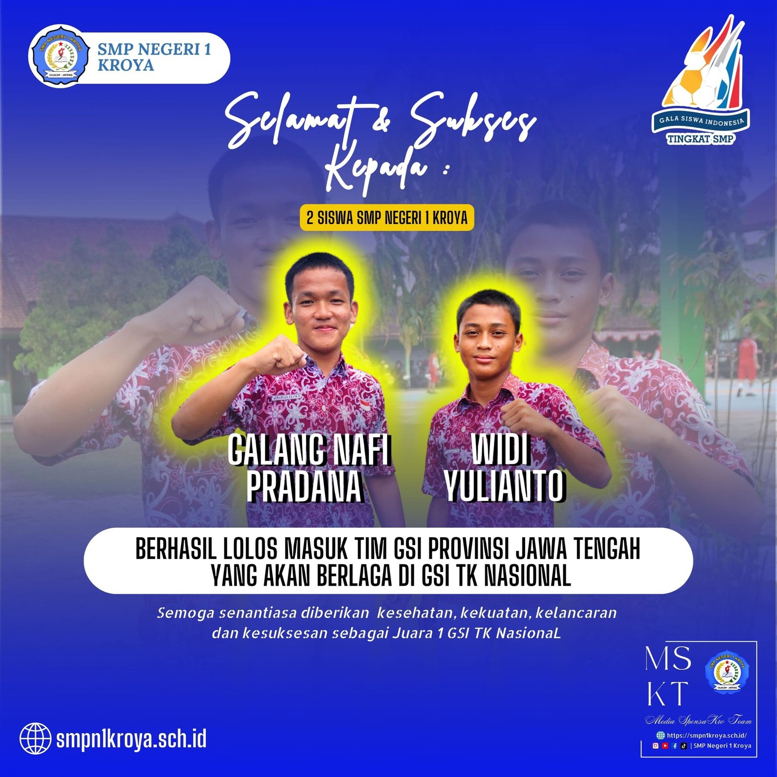 Dua Siswa SMP Negeri 1 Kroya Terpilih dalam GSI Sepak Bola Tingkat Provinsi Jawa Tengah Tahun 2024